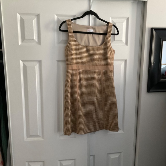 RED VALENTINO neutral gold tweed mini dress - Picture 8 of 11